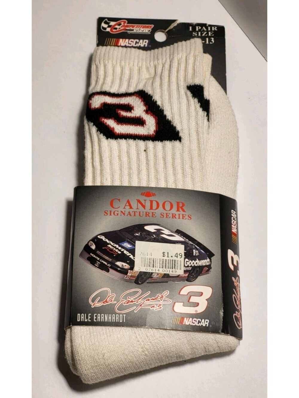 VTG '97 Dale Earnhardt #3 Socks NWT Candor Signature Series Nascar Sz 10-13